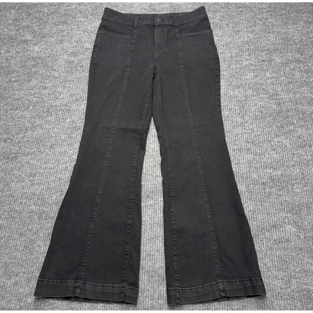 Maurices Wide-Leg Jeans Womens 14 Gray Charcoal Wash High Rise Stretch Denim